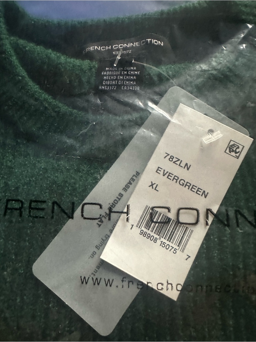 FRENCH CONNECTION Vhari Knit Sweater MSRP $128 XL Wool Blend Evergreen - Picture 4 of 6